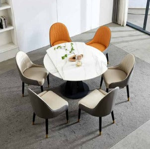 Marble Top Dining 4 Seater Dining Table Carbon Steel