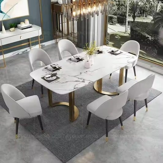Ultimate space saving dining table for small space family 6 seats stainless steel marble
