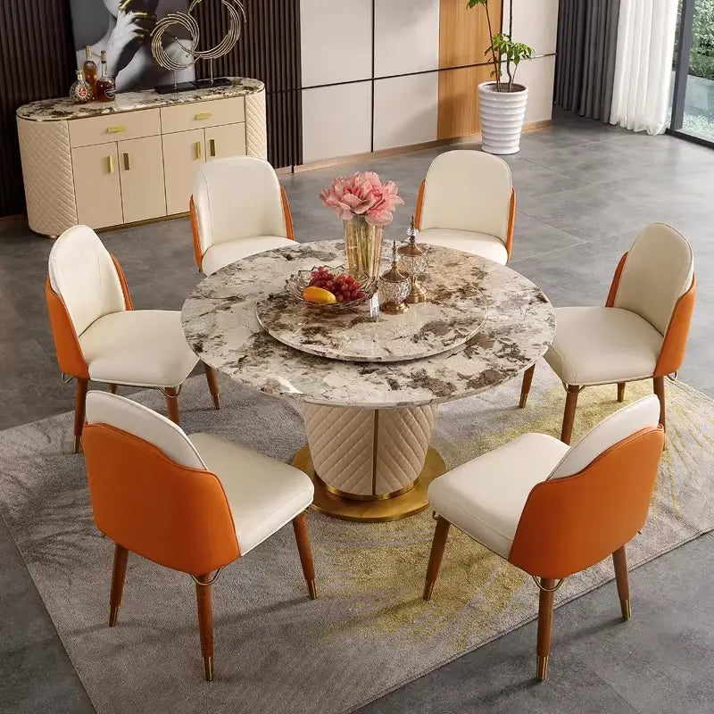 Marble Top Dining Seater Dining Table Carbon Steel – Style Comfort