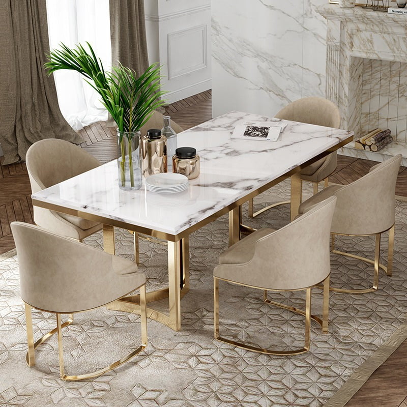 Modern Luxury Marble Dining Table Chair Set – Style Comfort