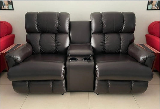 LA-BOY POWER XR HOME THEATOR RECLINER PINNACLE WITH CONSOLE ORIGNAL LEATHER