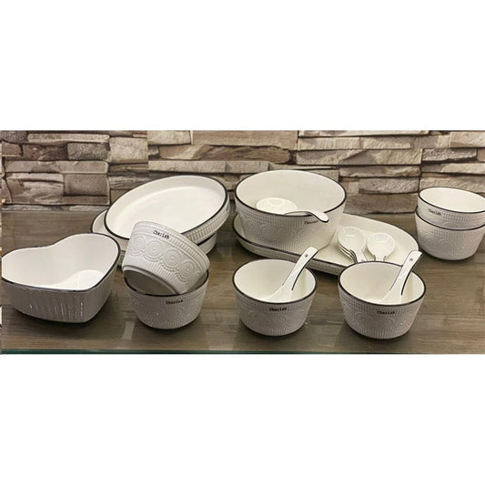 EleganceServe Porcelain 18-Piece Soup Set with Lid